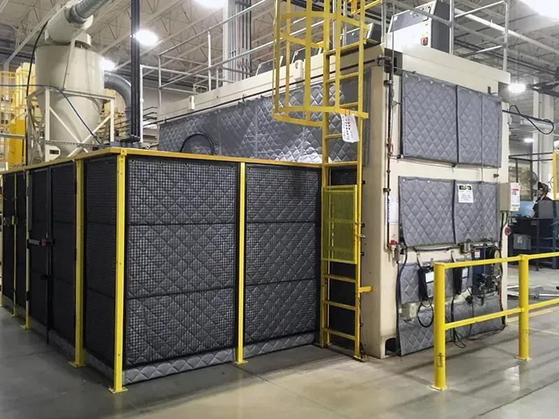A scene depicting industrial noise control measures