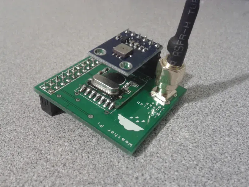 Weather sensor connected to a PCB
