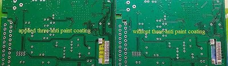 Conformal coating applied to a PCB