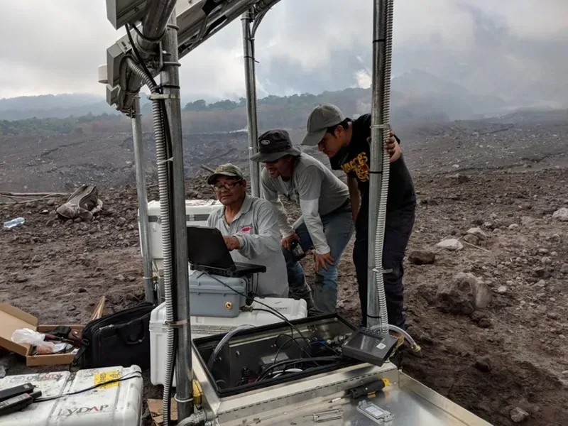 A volcanic monitoring system deployed in the field
